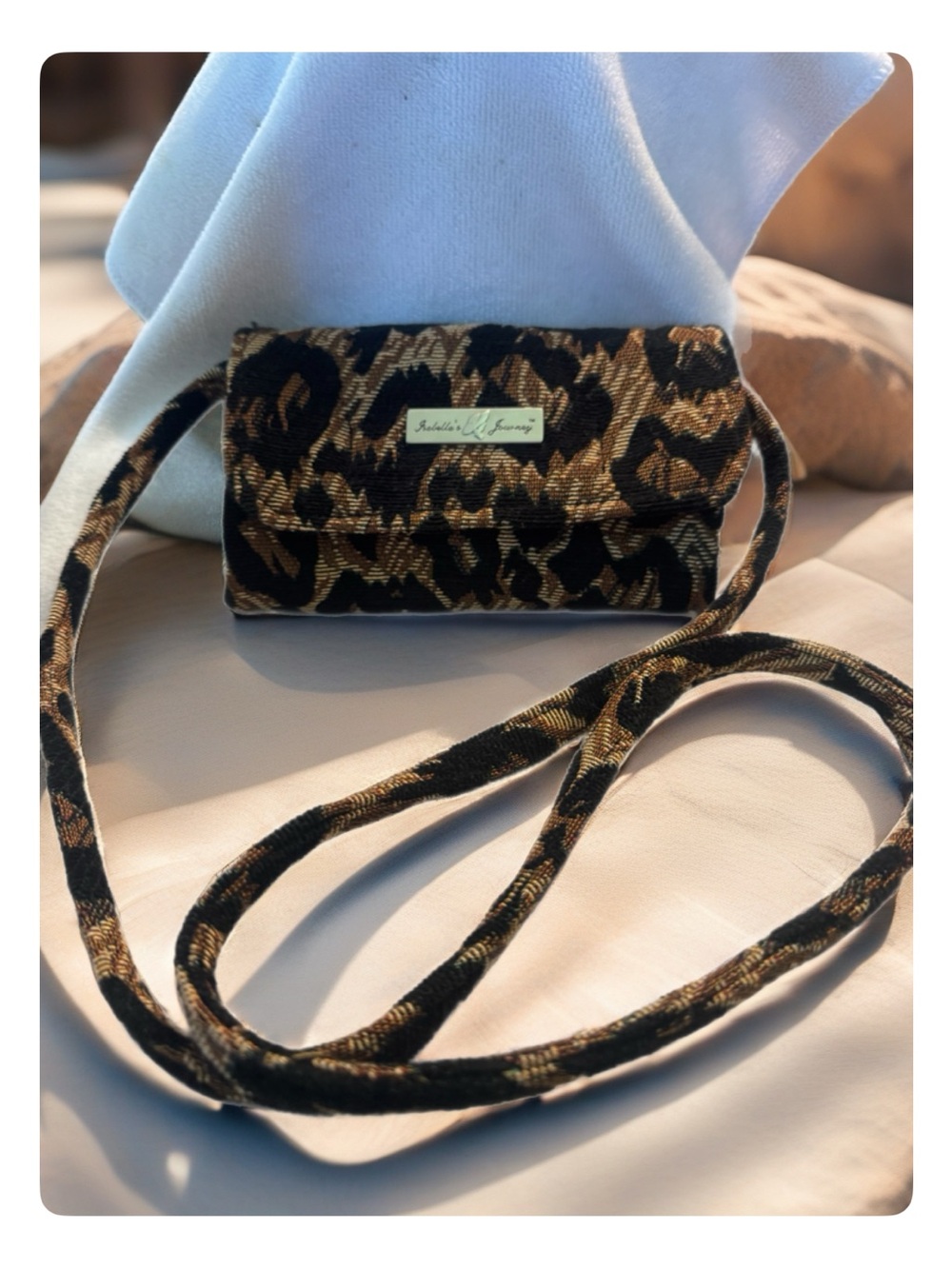 Isabella Fiore Leopard Jacquard Crossbody Bag with Gold Plate -